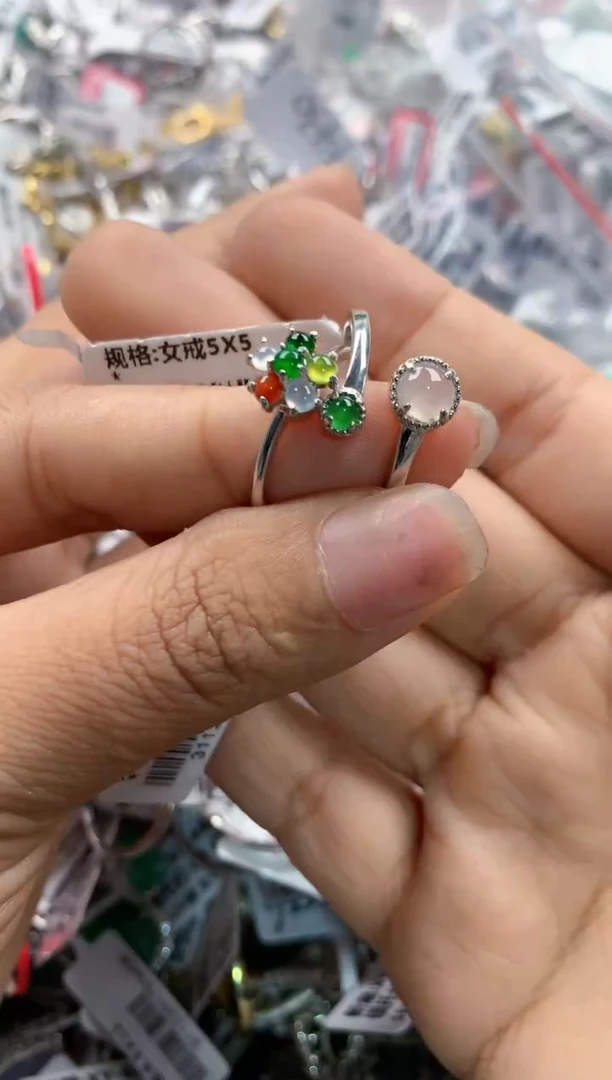 银S925镶嵌戒指翡翠888    8