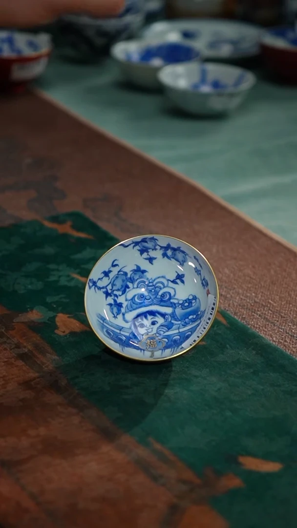 78-10宝石红加金款多子多福鸡心杯（良朋）