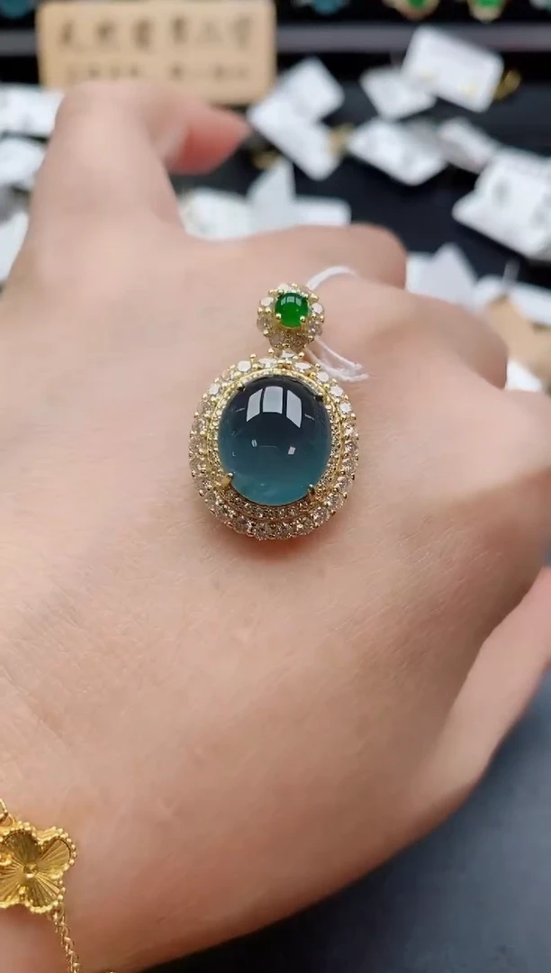 吊坠(赠链)银S925镶嵌翡翠1