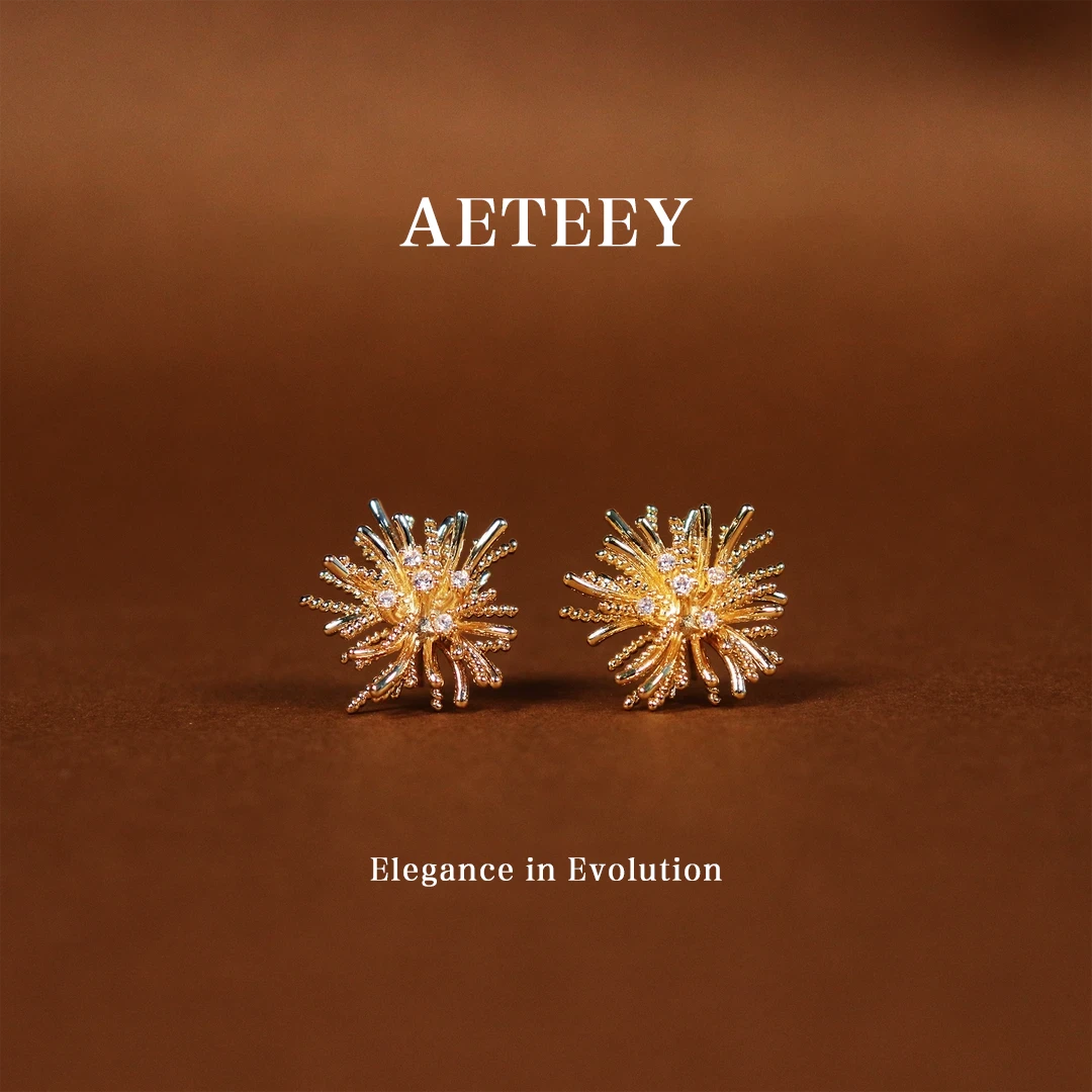 AETEEY 黄铜锆石耳饰 【流星绽放】时尚流星绽放耳钉