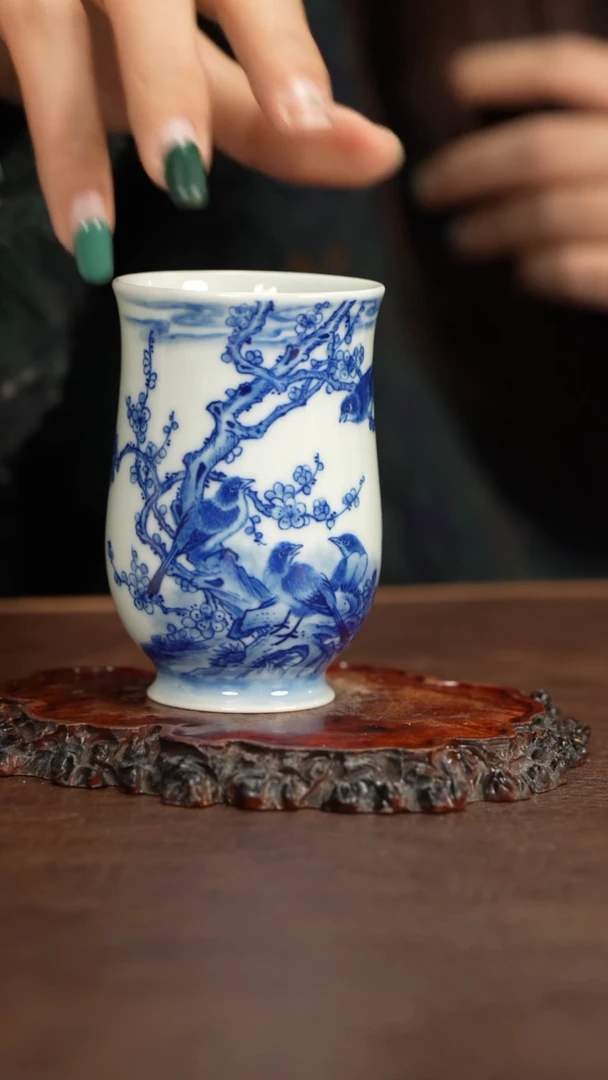 【闪购商品】晓剑窑青花花鸟闻香杯