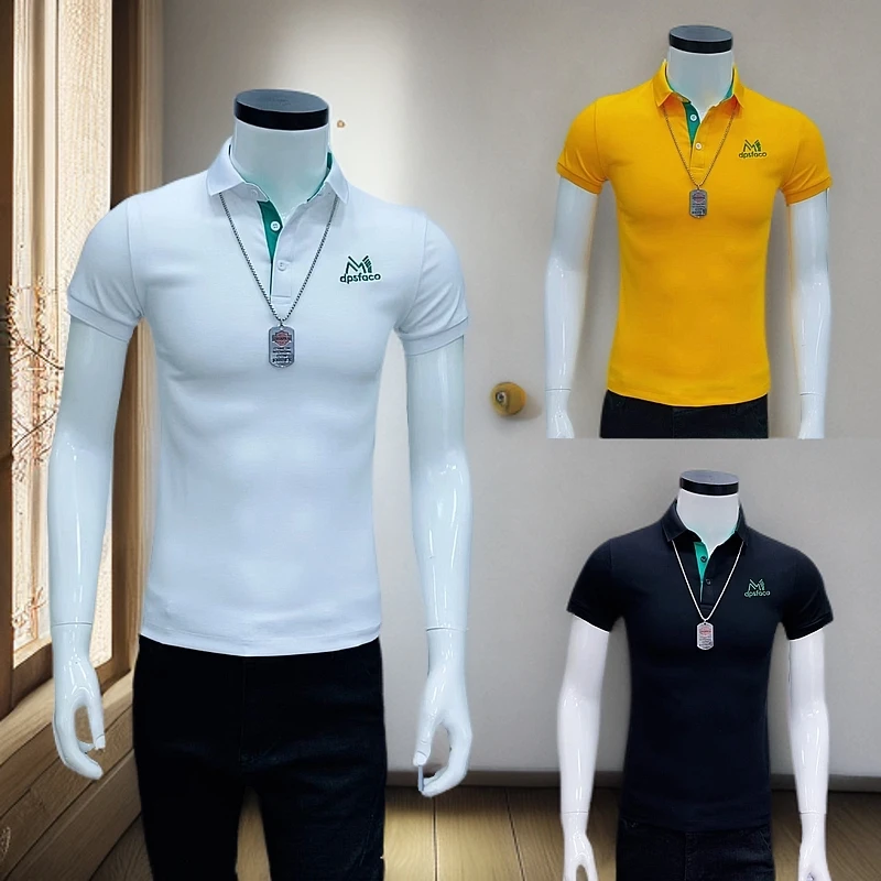 半袖精致韩风短袖小清新纯色男修身百搭帅气Polo衫夏季翻领男装