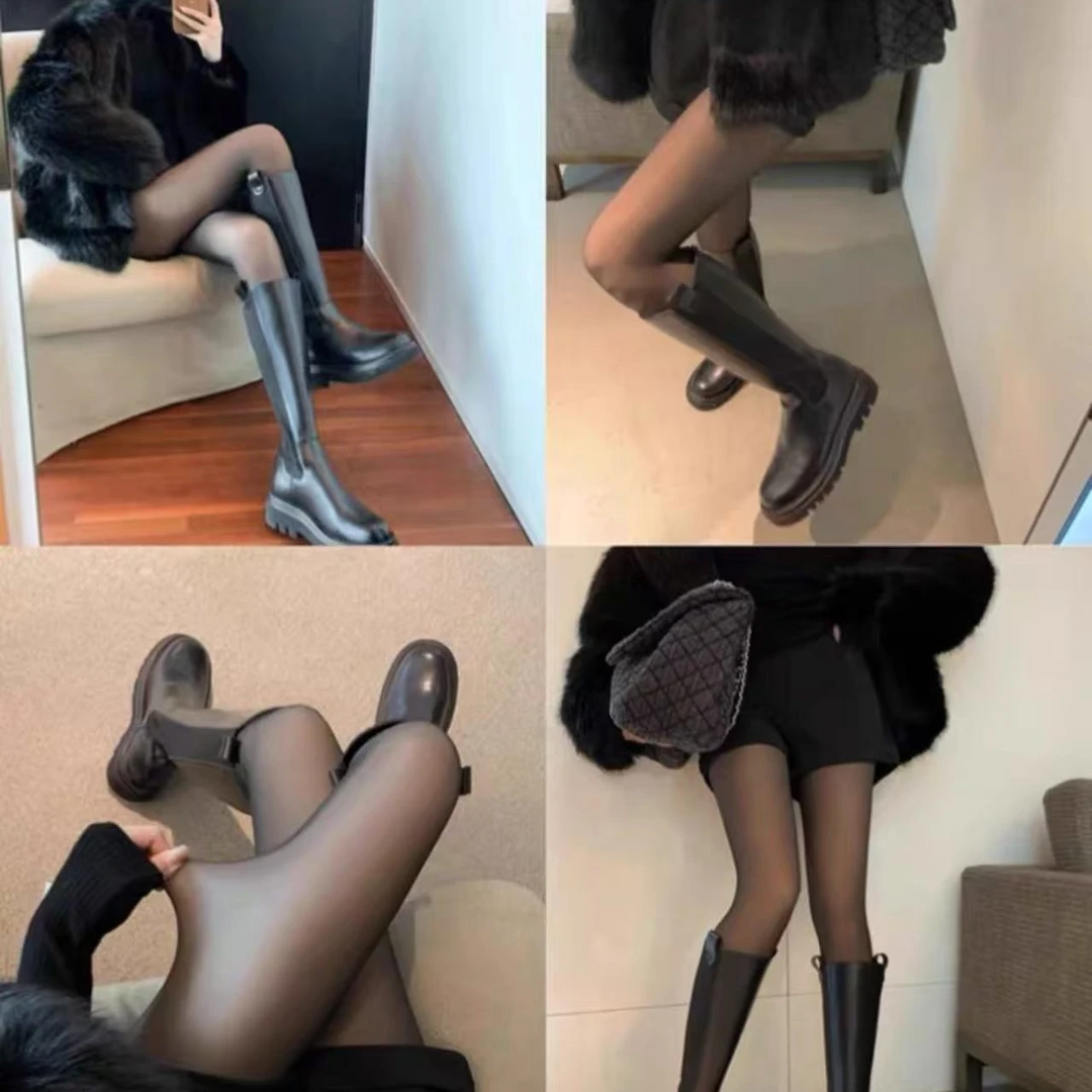 婷婷家【黑透肤】一体加绒连裤袜女秋冬款光腿神器加绒打底裤