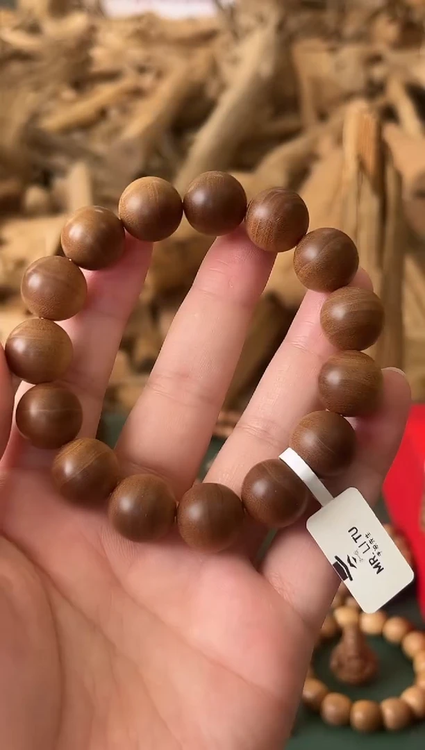 檀香木手串/手链正区老山檀 龙影 1.5黑肉横纹单圈沉水