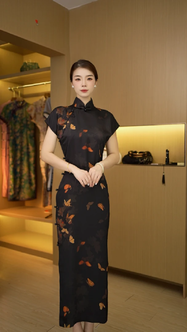 西江月 古法全开襟气质文艺国风复古优雅长款旗袍