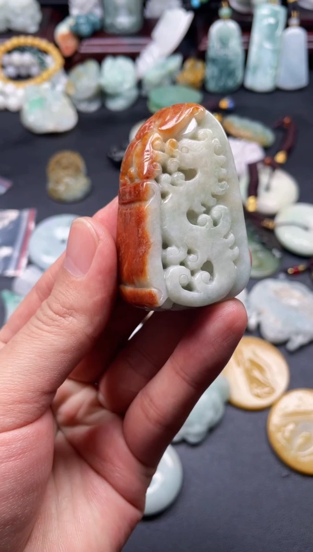 颈饰未镶嵌翡翠14  天然翡翠a货  仿古龙