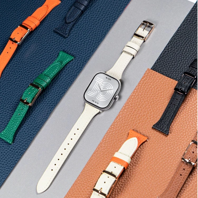 适用红米watch6表带小米redmi watch5高颜值荔枝纹真皮日字扣女款