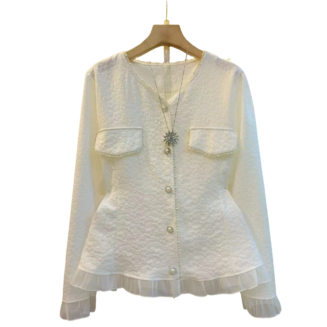 气质重工V领新款减龄修身显瘦百搭上衣（长59左右）