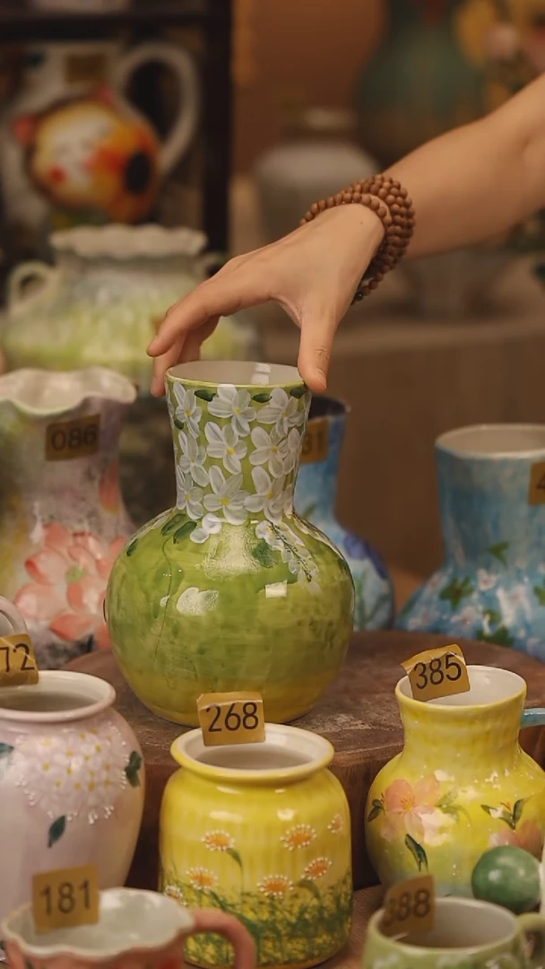 陶瓷420景德镇设计师手作花器摆件侘寂风