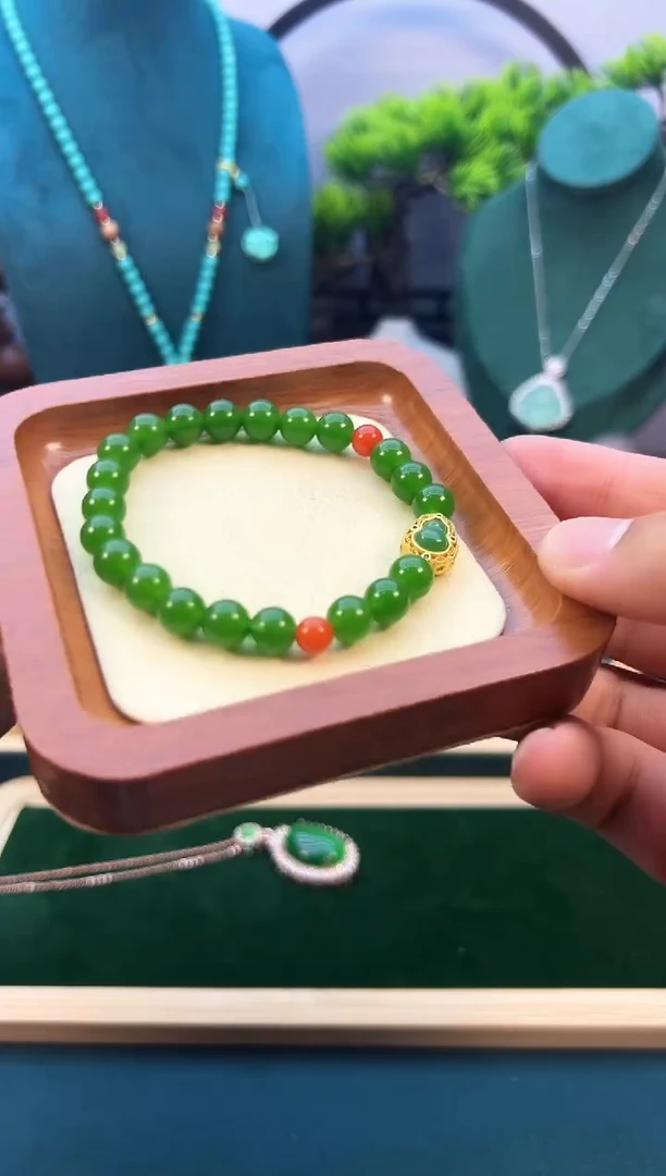 和田玉14K金镶嵌颈饰S509