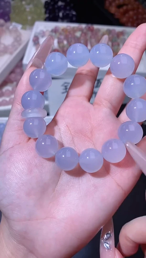 未镶嵌手链玛瑙/玉髓109.24蓝玉髓手串 多样性发其一