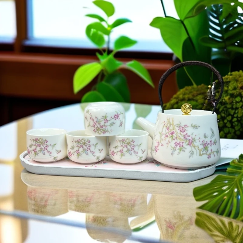 紫藤花中式一壶四杯带盘