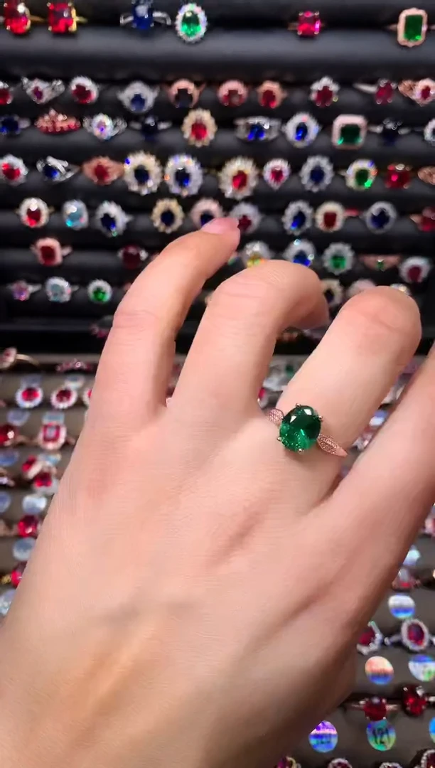 【闪购商品】透辉石戒指银S925镶嵌810玫瑰金