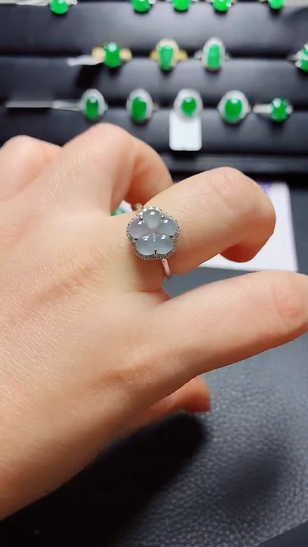 银S925镶嵌戒指翡翠 天然翡翠A货s925银镶