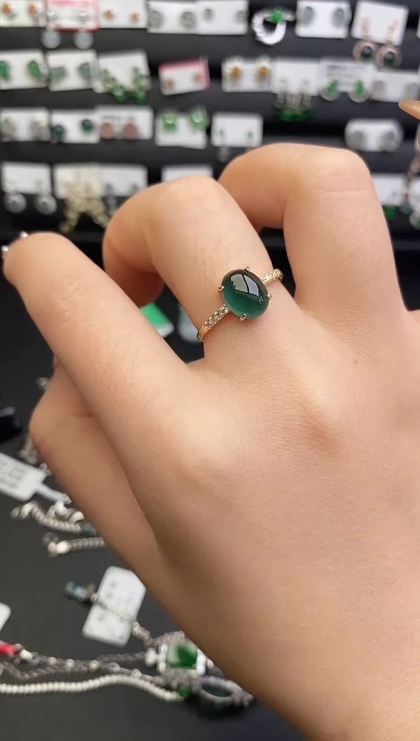 银S925镶嵌戒指翡翠0