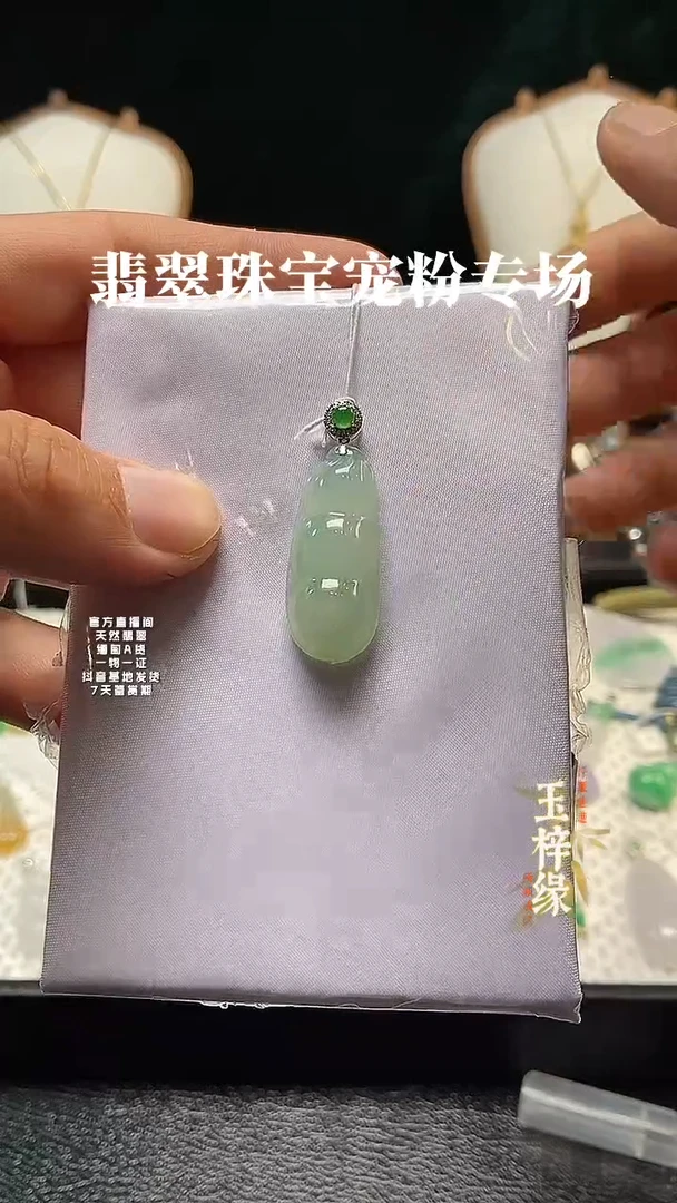 吊坠(不含链)18K金镶嵌翡翠福豆吊坠，高40宽14