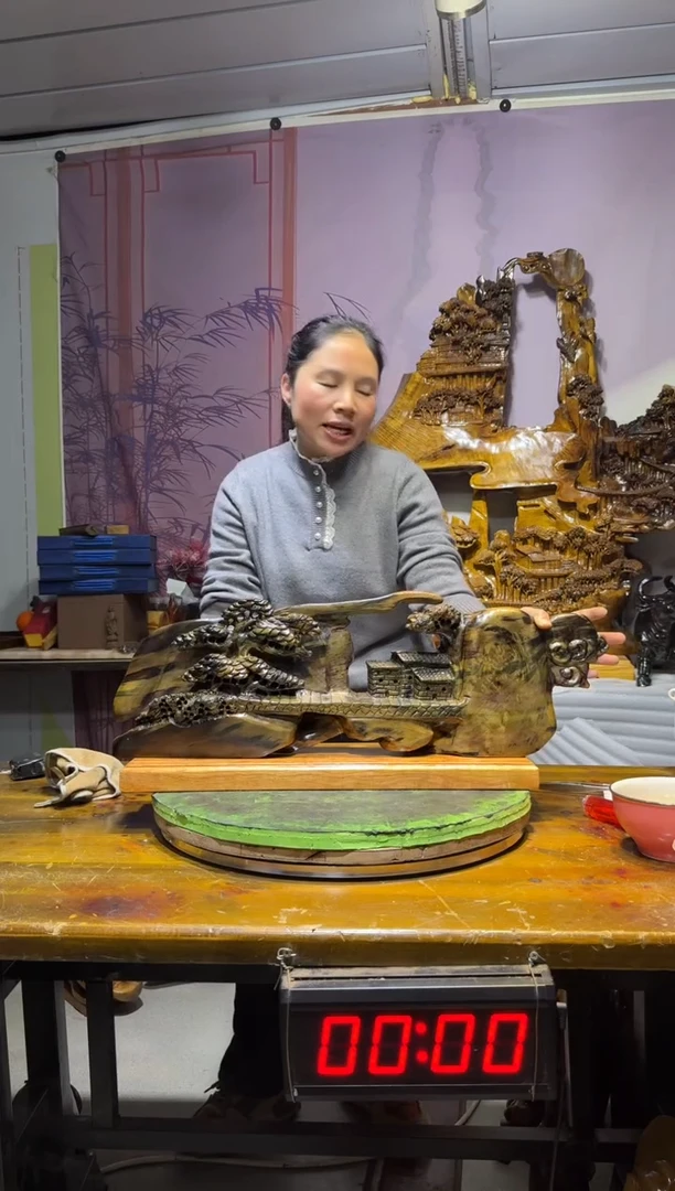 金丝楠海*金丝楠木雕刻摆件