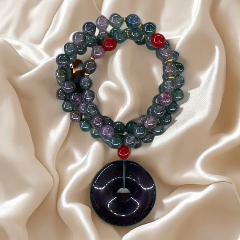 【老根料】正品龙太岁绿龙纹高端平安扣项链