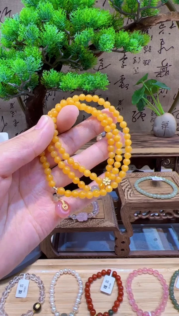 未镶嵌琥珀手串@@手饰带黑