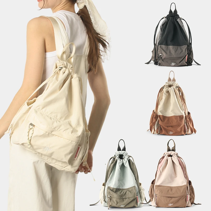 masmarulez官方正品现货束口抽绳双肩包尼龙书包旅行上班通勤背包