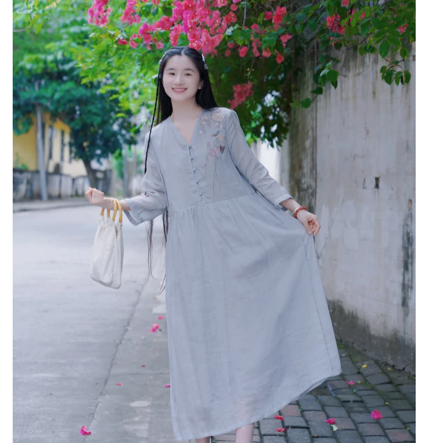 《云雀》苎麻连衣裙/