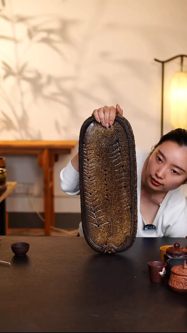 双鱼紫砂茶盘壶承