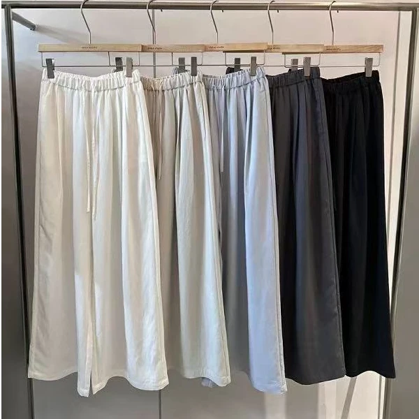 ZHANG&KU 韩版显瘦百搭松紧腰抽绳宽松直筒直筒裤 1990