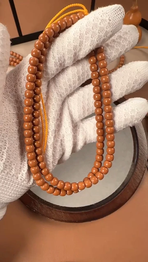 手串橄榄核6.4mm核尖108，老挝料，老型珠，高油高密