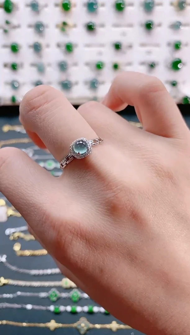 【闪购商品】翡翠戒指银S925镶嵌天然翡翠