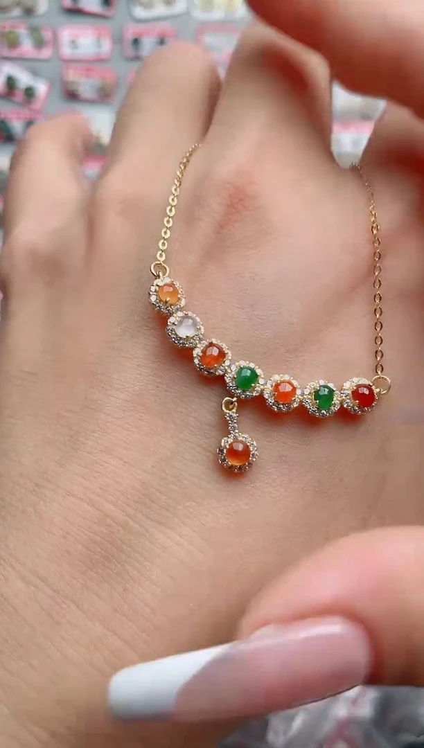 翡翠银S925镶嵌吊坠(不含链)、