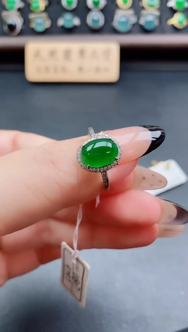 银S925镶嵌戒指翡翠1