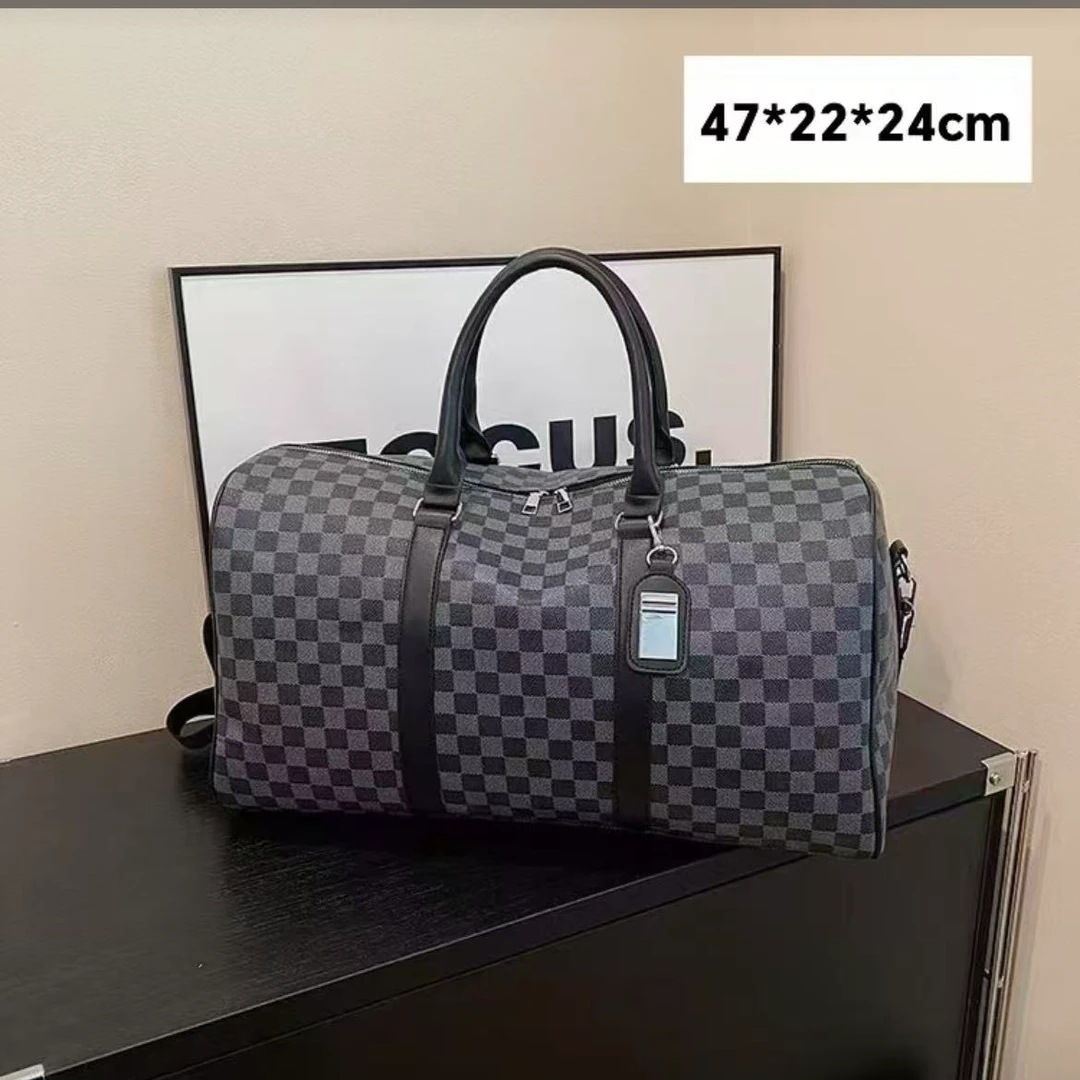 时尚休闲棋盘格旅行包