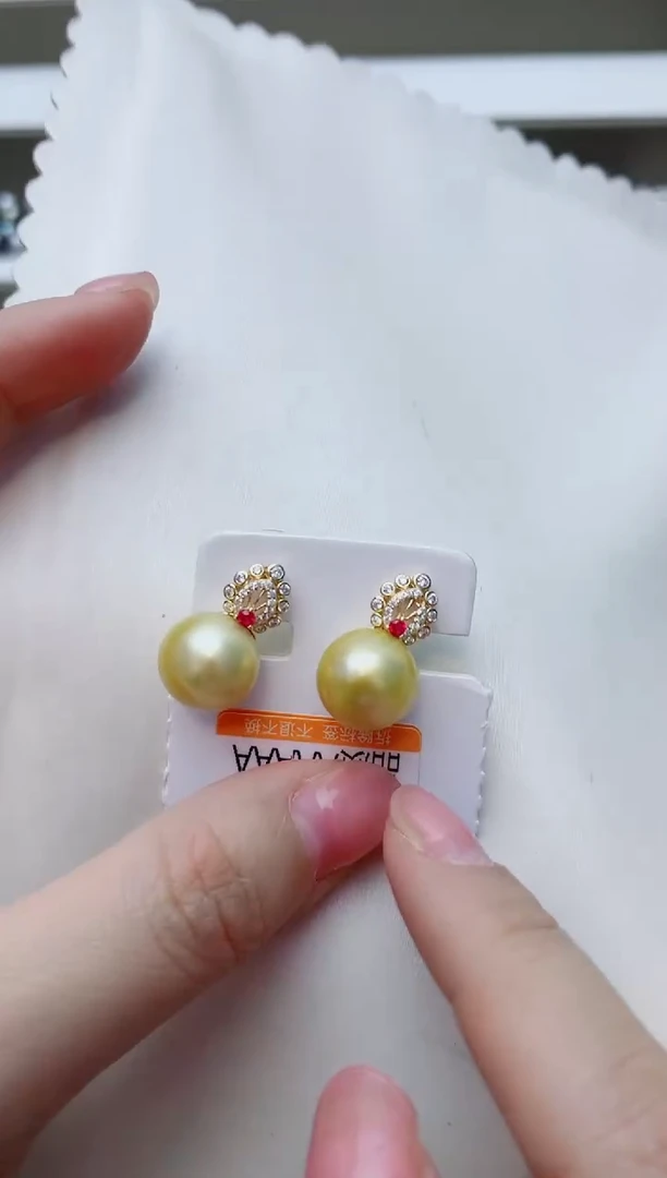 银S925镶嵌耳饰海水珍珠A46