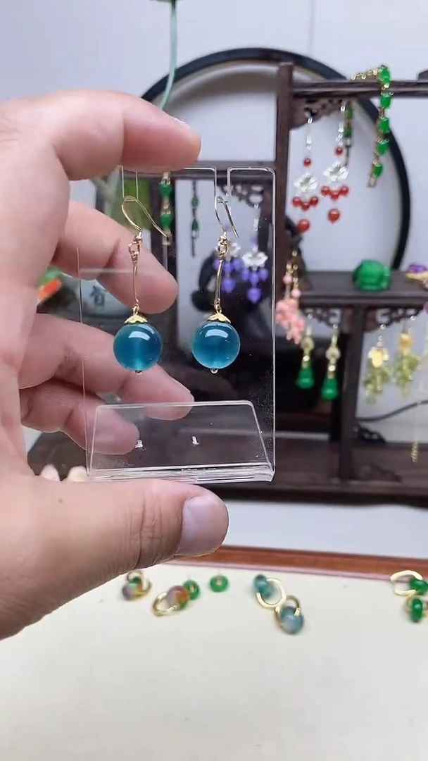 翡翠14K金镶嵌耳饰25号