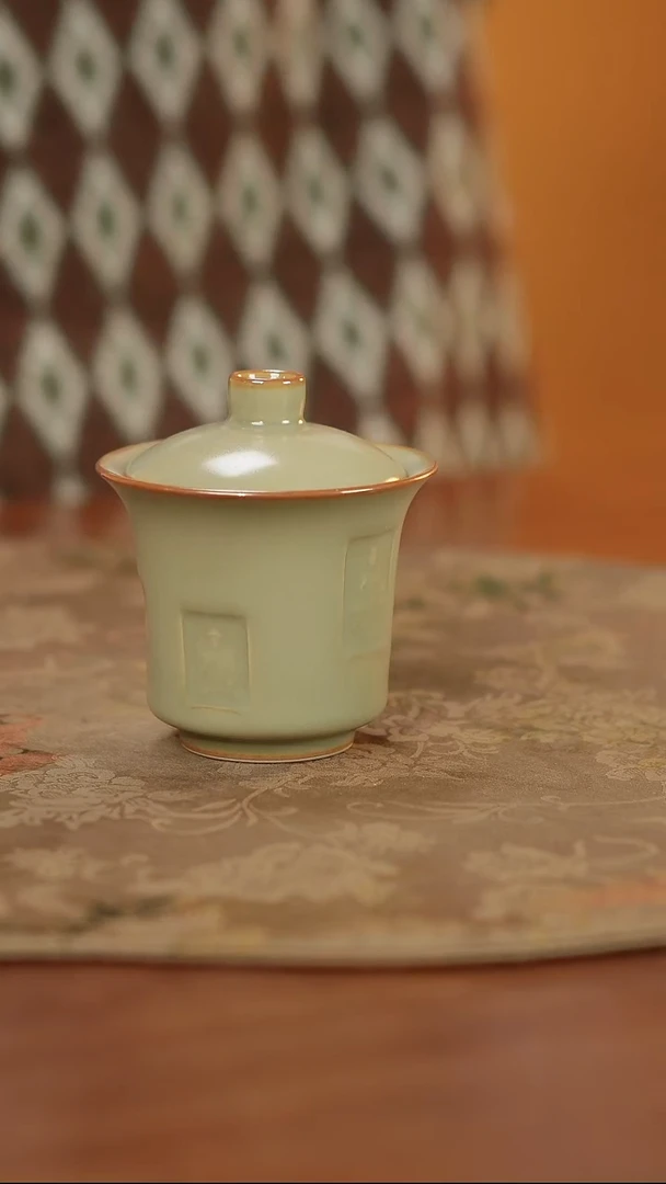 善窑厂汝窑 善明粉青盖碗