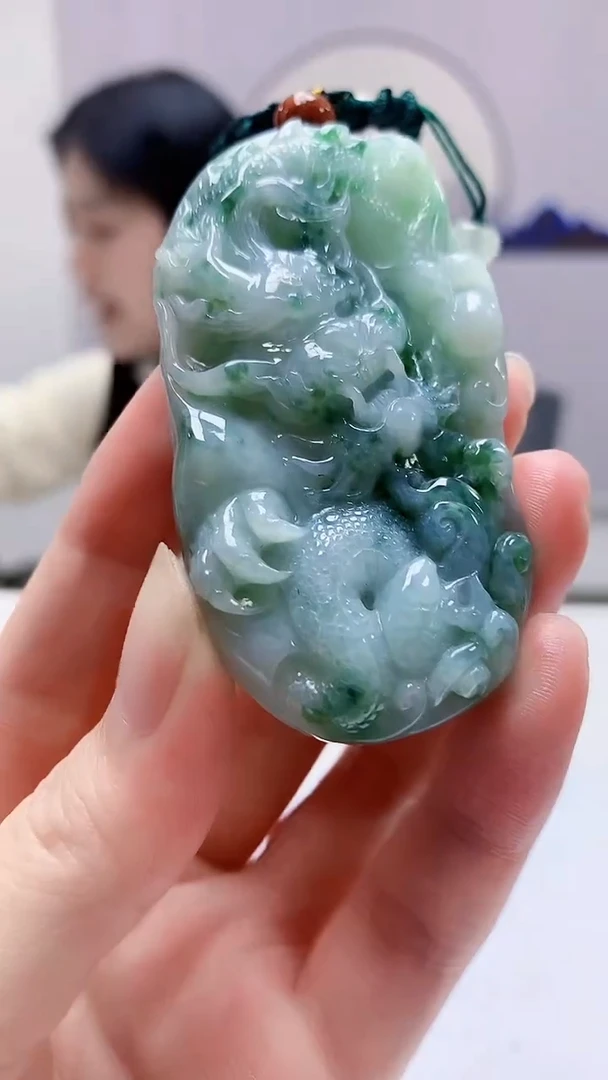 【闪购商品】定制翡翠未镶嵌0405zm-毛货挂件43龙牌