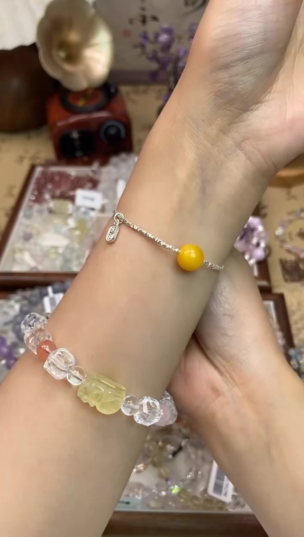 银S925镶嵌蜜蜡手链238手串