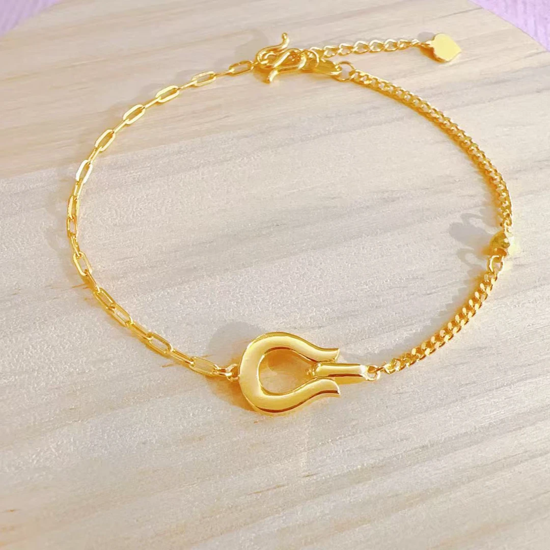 【福利专享】足金  实心马蹄扣手链 精工版 先鉴后发证书字印4.33