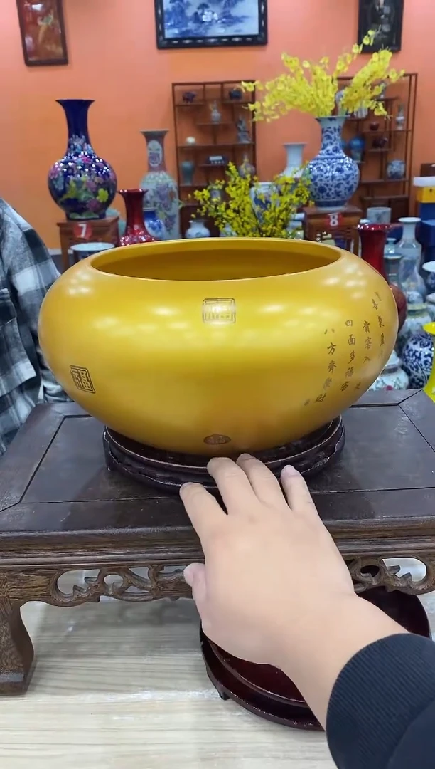 瓶瓷大号龙凤描金聚宝盆