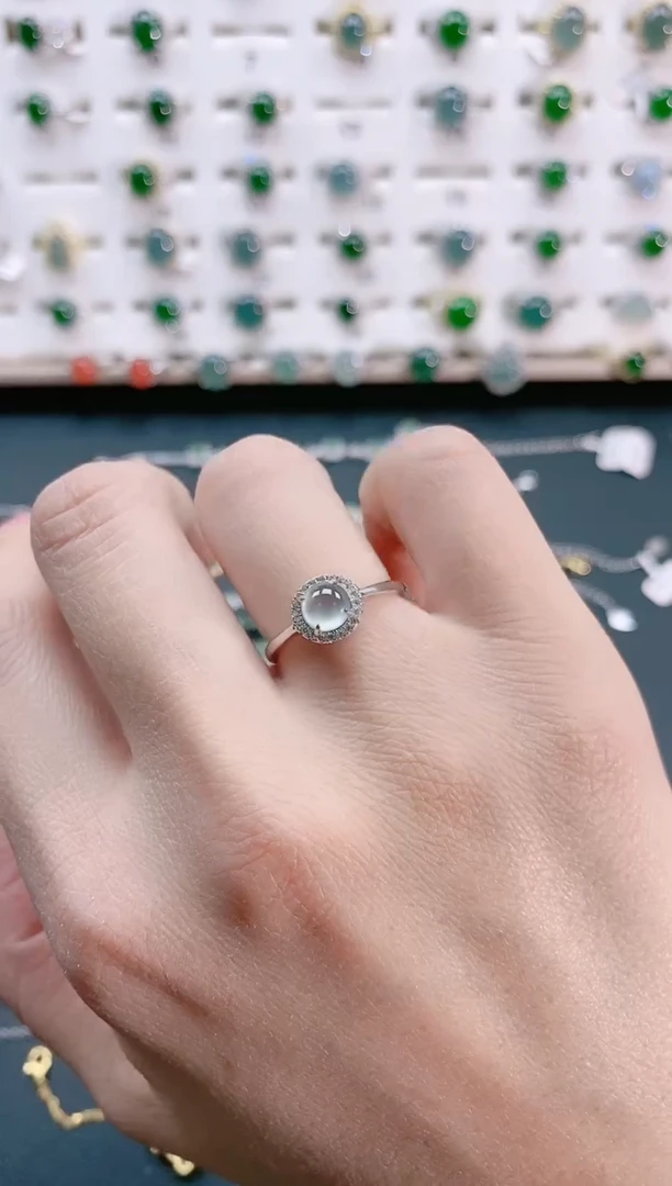 【闪购商品】翡翠戒指银S925镶嵌天然翡翠