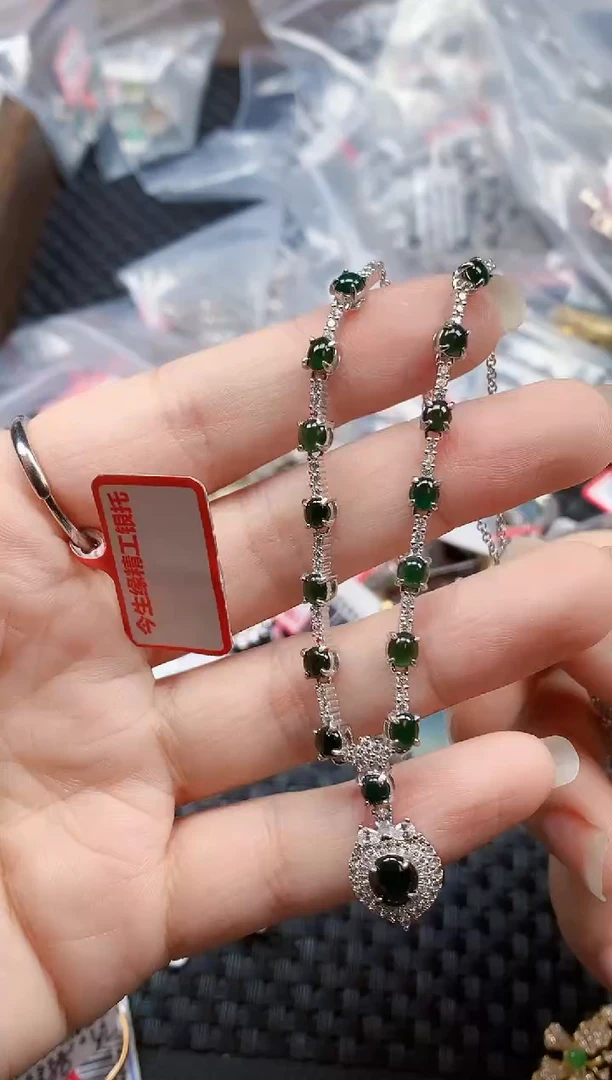 银S925镶嵌戒指翡翠天然A货缅甸翡翠