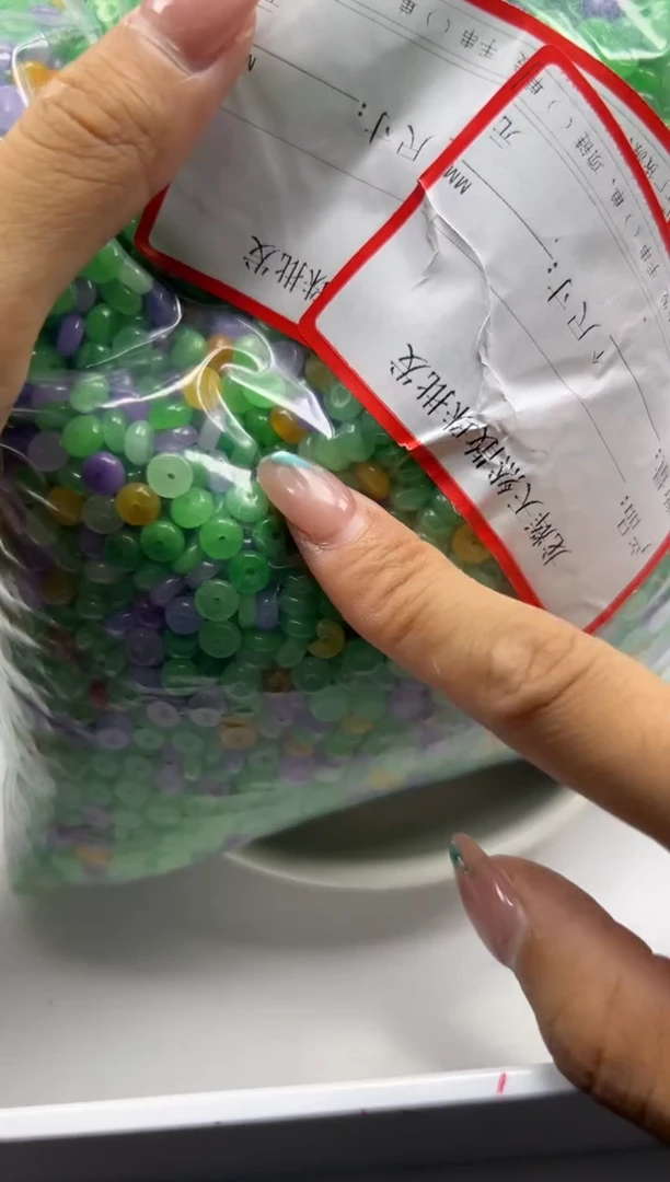 翡翠未镶嵌颈饰w1822翡翠三彩算盘6*3mm*30颗