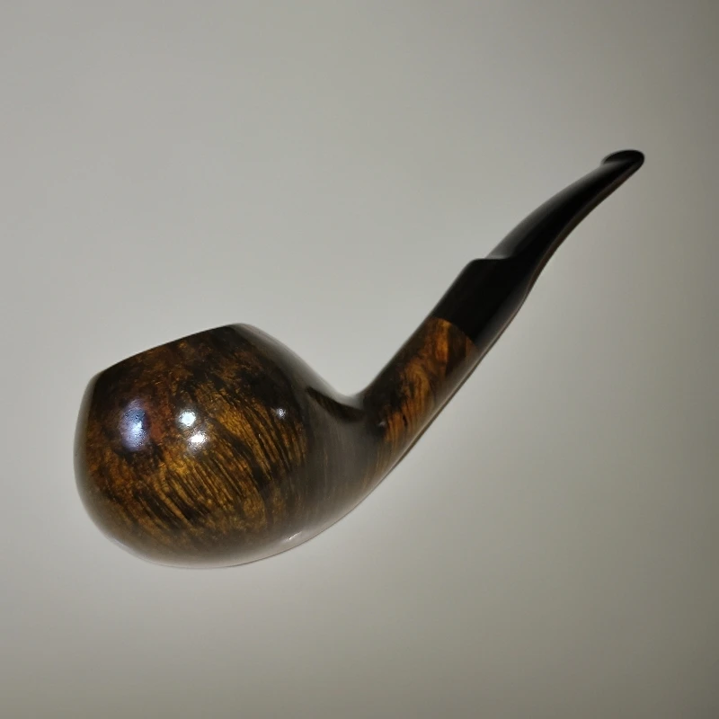 老李头乡村款光面微弯小河豚石楠木烟斗