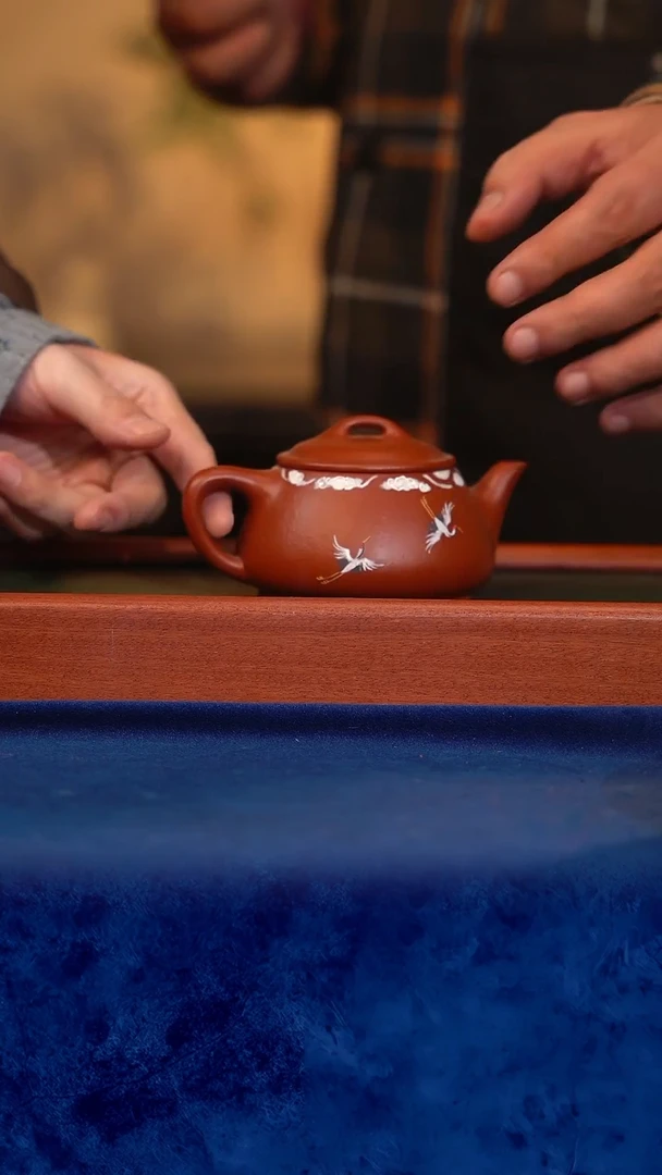 紫砂 宜兴紫砂 CJY 十八目 仙鹤