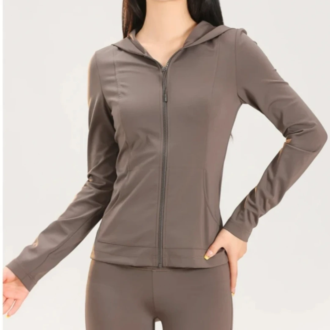 GIRDEAR/哥弟瑜伽女款户外休闲长袖衬衣修身显瘦连帽外套1400810