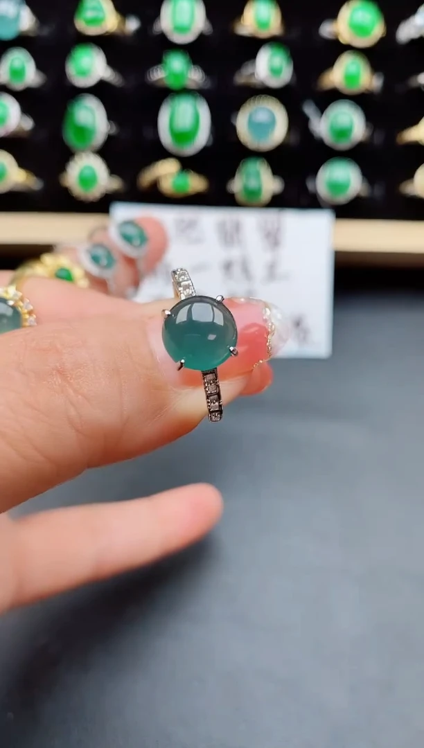 【闪购商品】翡翠戒指银S925镶嵌8500