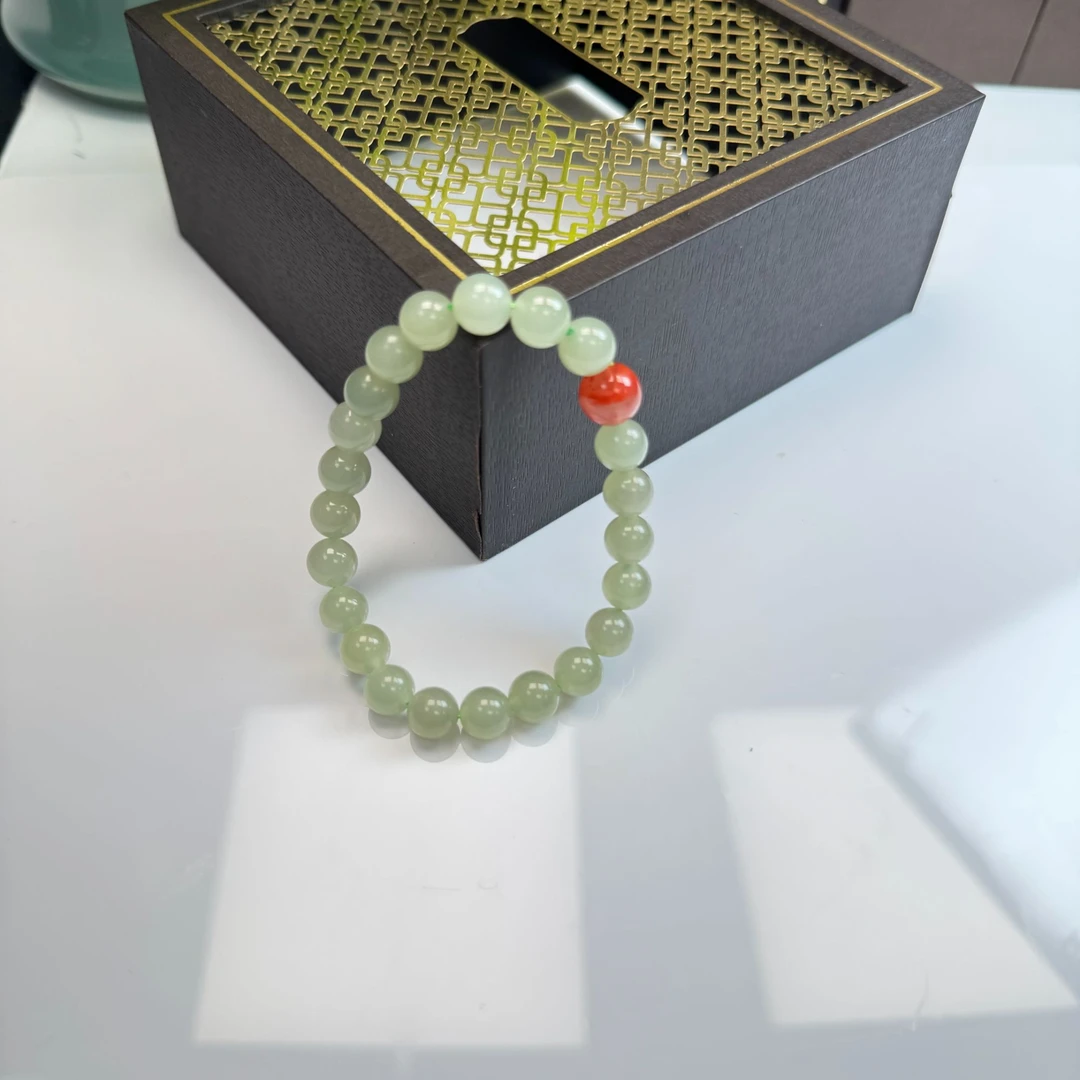 【苏禾珠宝】和田玉晴水南红卡8mm手串拍一发一（多样性发货）