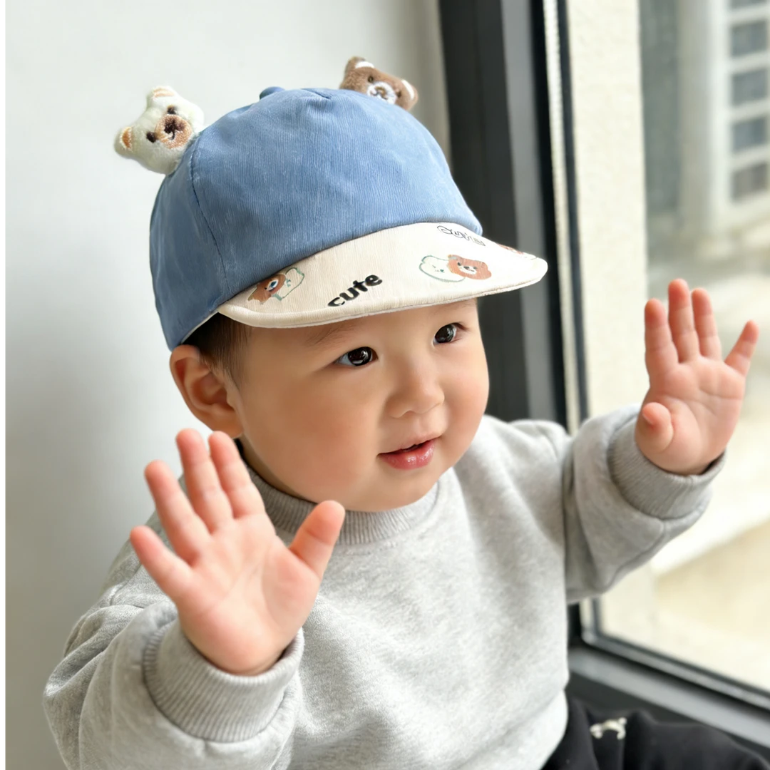 儿童韩版可爱短沿鸭舌帽子6-12个月婴儿男宝女宝春季新款太阳帽萌