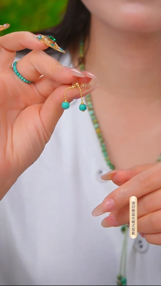 银S925镶嵌绿松石耳环多样性发货一件