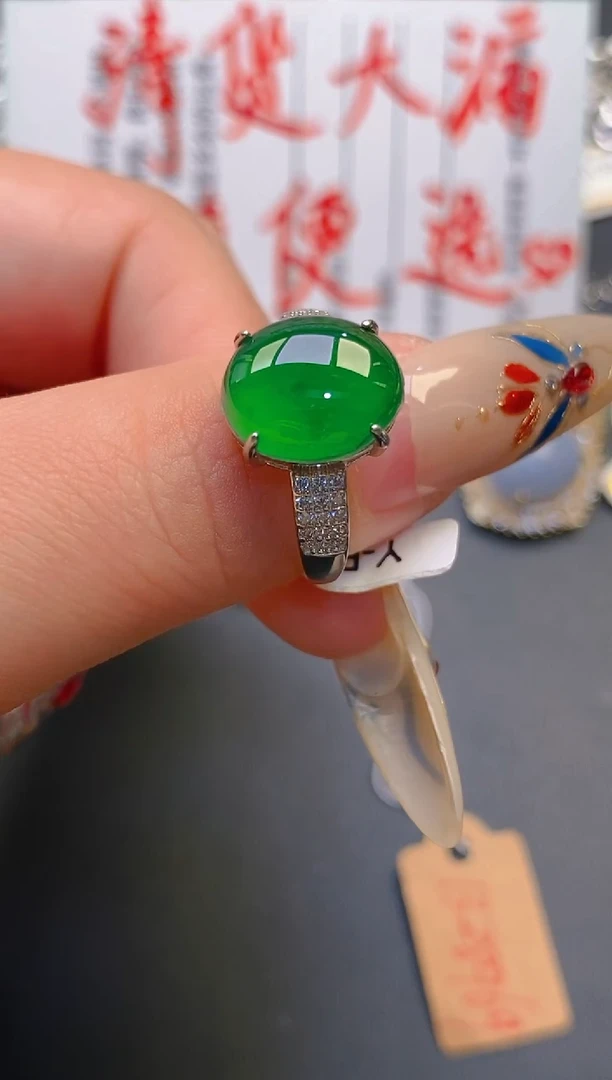 【闪购商品】翡翠耳饰银S925镶嵌天然A货翡翠1